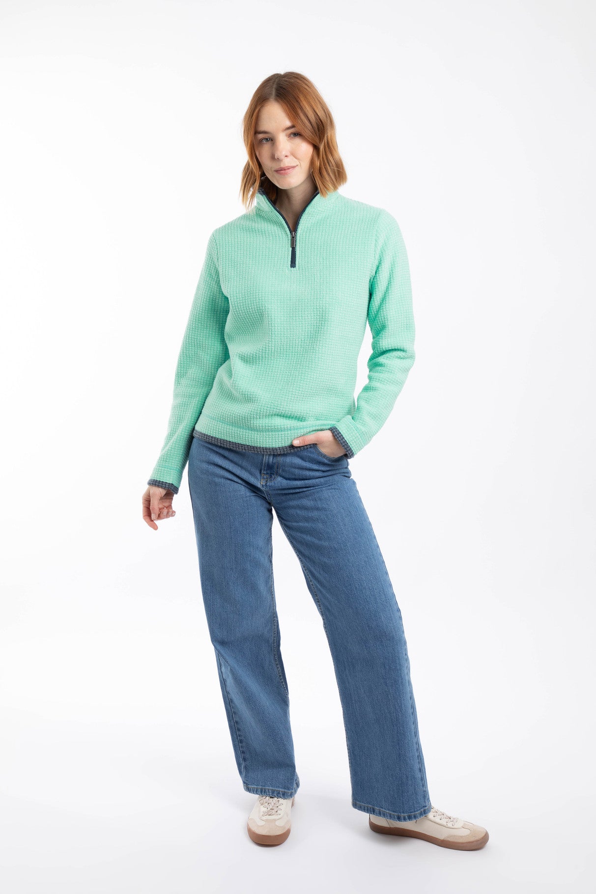 Beye 1/4 Zip Grid Fleece - Bevelled Glass