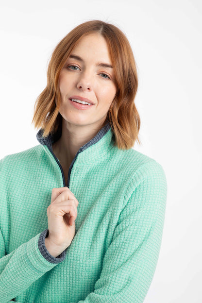 Beye 1/4 Zip Grid Fleece - Bevelled Glass