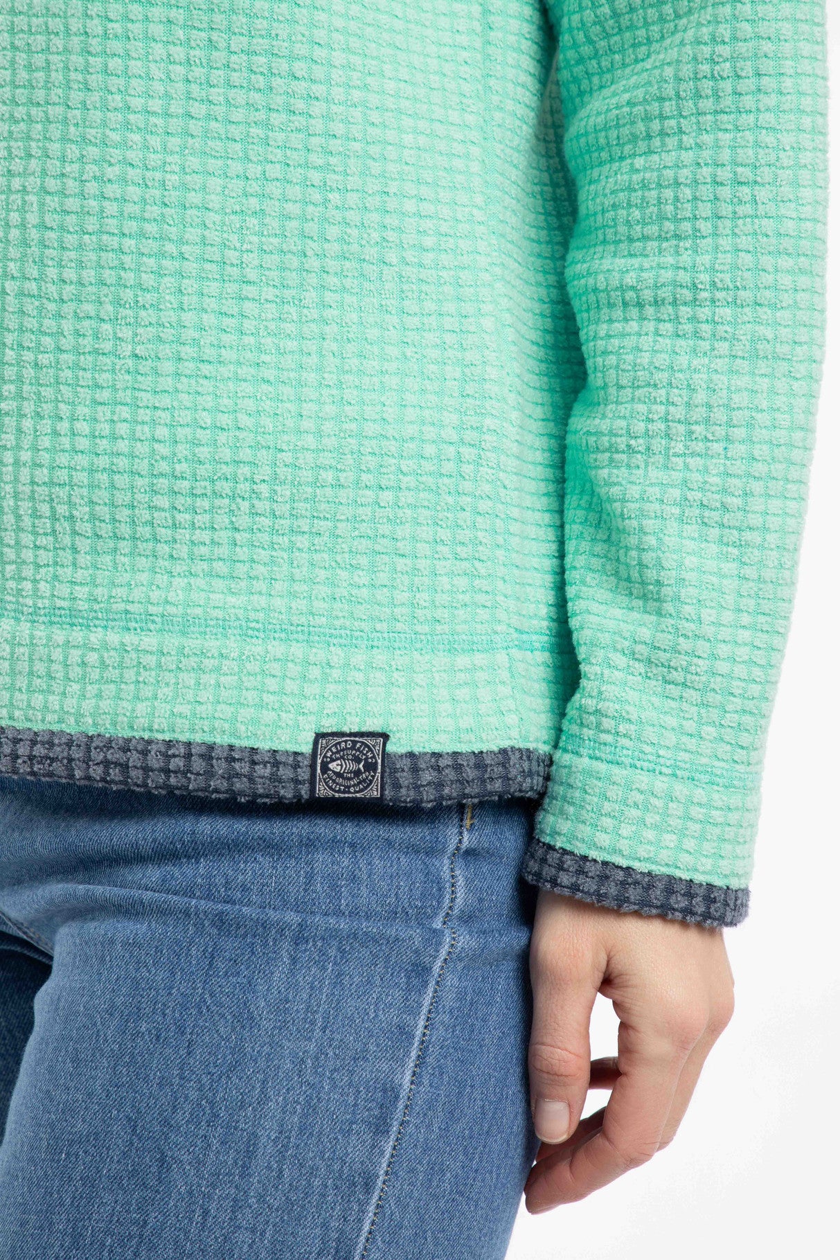 Beye 1/4 Zip Grid Fleece - Bevelled Glass
