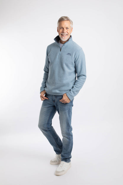 Newark 1/4 Zip Grid Fleece - Light Blue