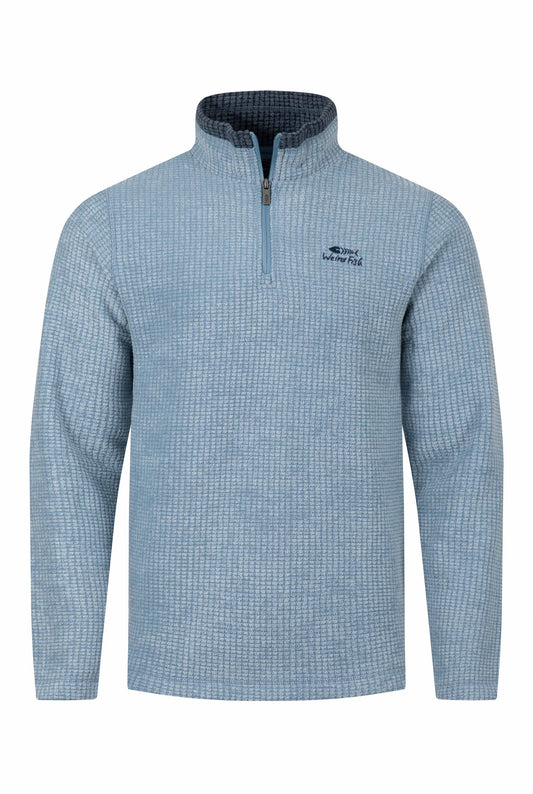 Newark 1/4 Zip Grid Fleece - Light Blue