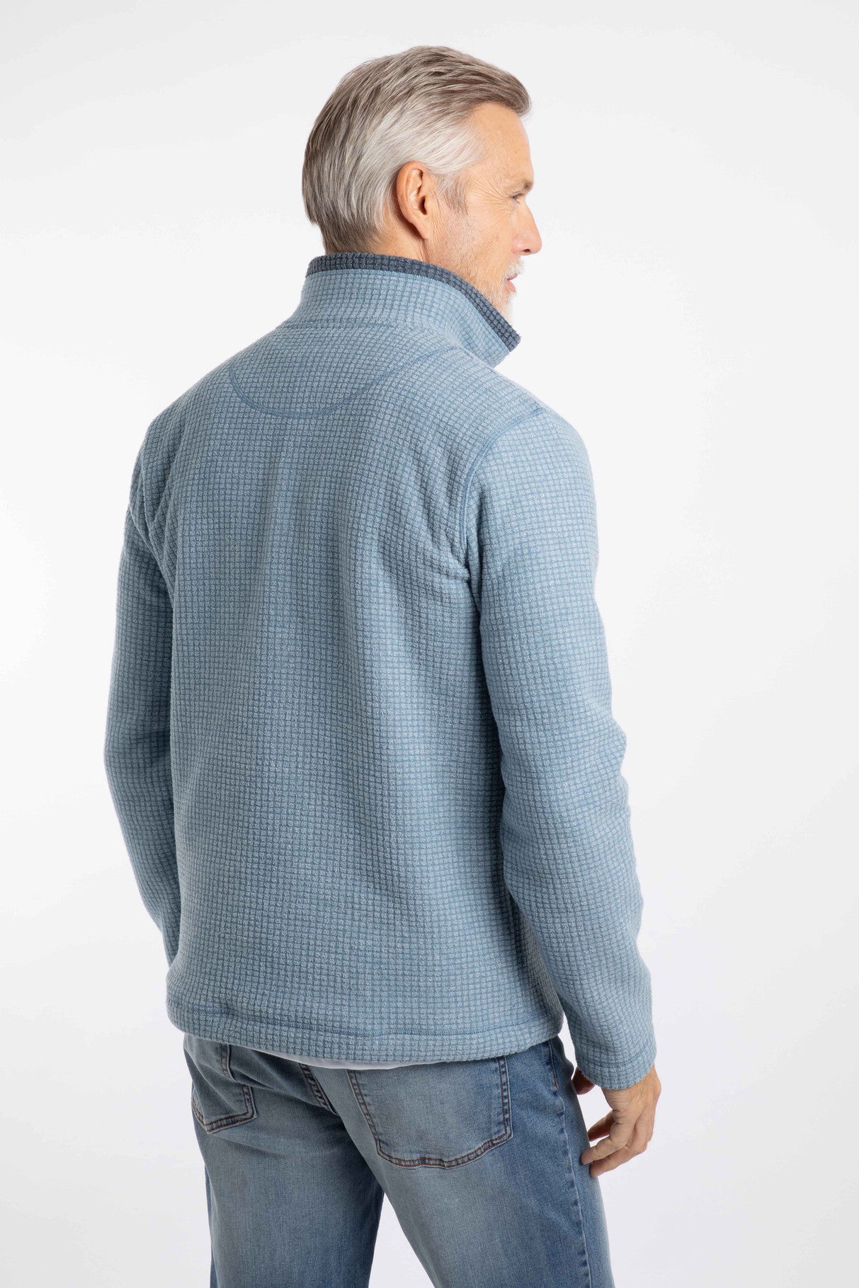 Newark 1/4 Zip Grid Fleece - Light Blue