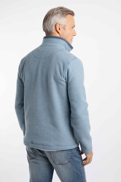 Newark 1/4 Zip Grid Fleece - Light Blue