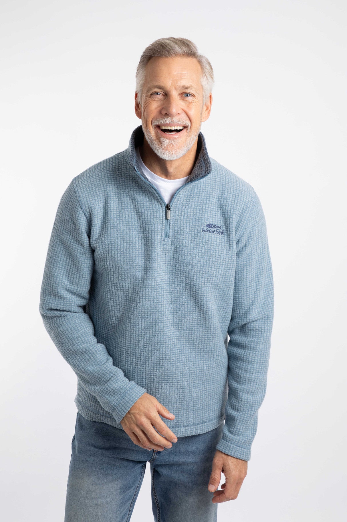 Newark 1/4 Zip Grid Fleece - Light Blue