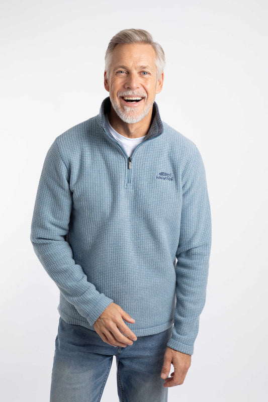 Newark 1/4 Zip Grid Fleece - Light Blue