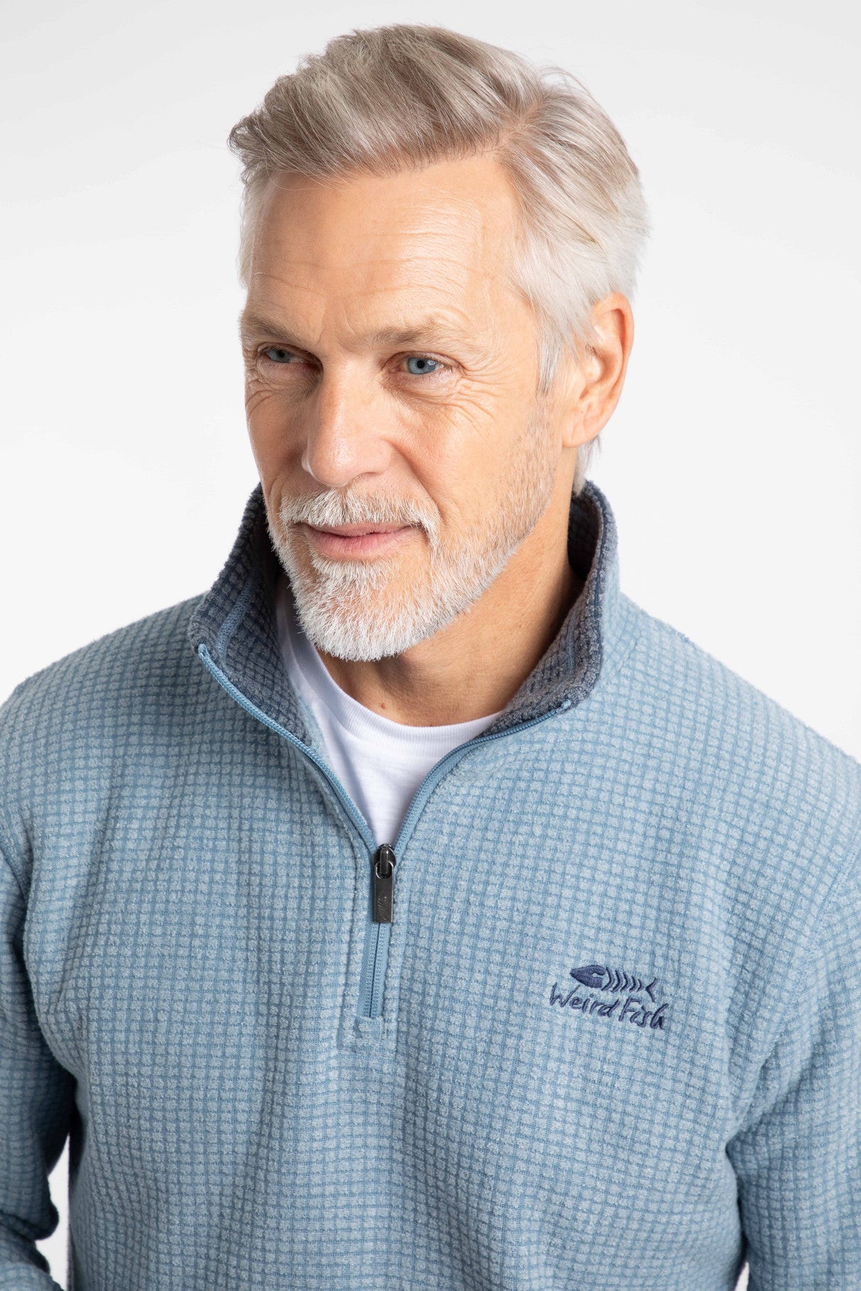 Newark 1/4 Zip Grid Fleece - Light Blue