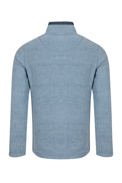 Newark 1/4 Zip Grid Fleece - Light Blue