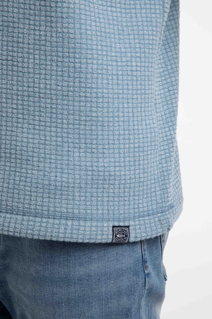 Newark 1/4 Zip Grid Fleece - Light Blue