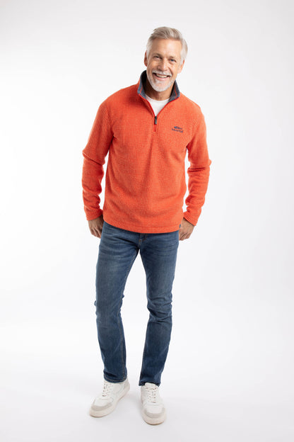 Newark 1/4 Zip Grid Fleece - Orange Spice