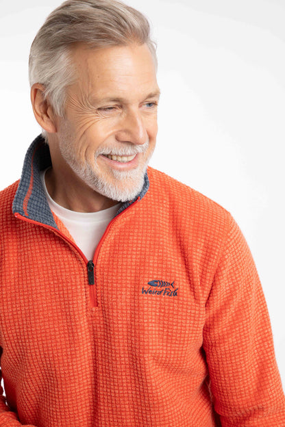 Newark 1/4 Zip Grid Fleece - Orange Spice