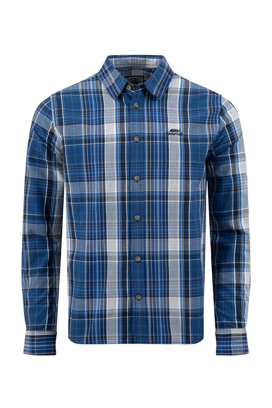 Weird Fish - Lando Long Sleeve Check Shirt - Bright Navy