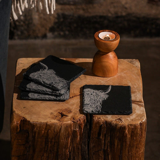 Highland Cow Slate Coasters (Set of 4)