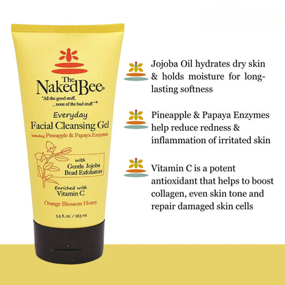 The Naked Bee - Orange Blossom Honey - Everyday Facial Cleansing Gel 5.5oz