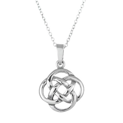 Sterling Silver Round Celtic Knot Pendant Necklace