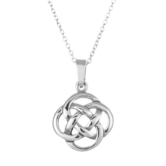 Sterling Silver Round Celtic Knot Pendant Necklace