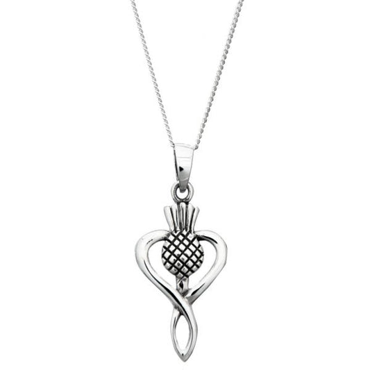 Sterling Silver Thistle Pendant Necklace