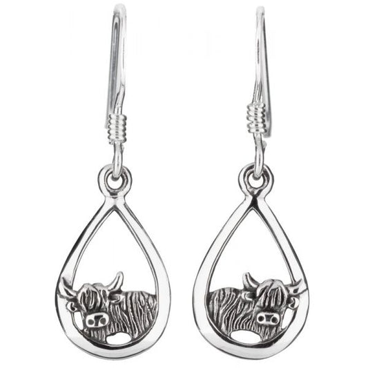 Sterling Silver Highland Cow Earrings