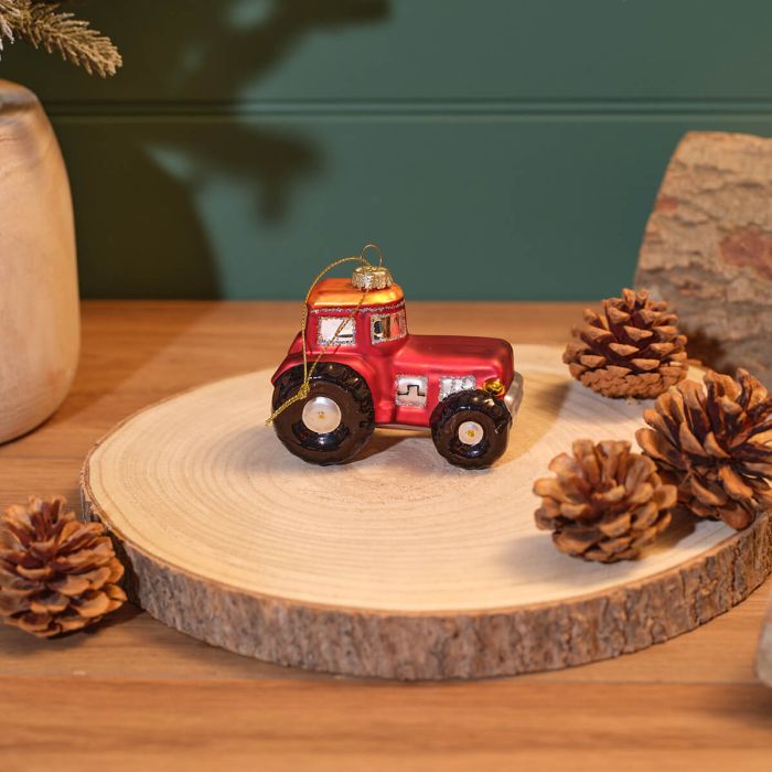 Glass Tractor Hanging Ornament