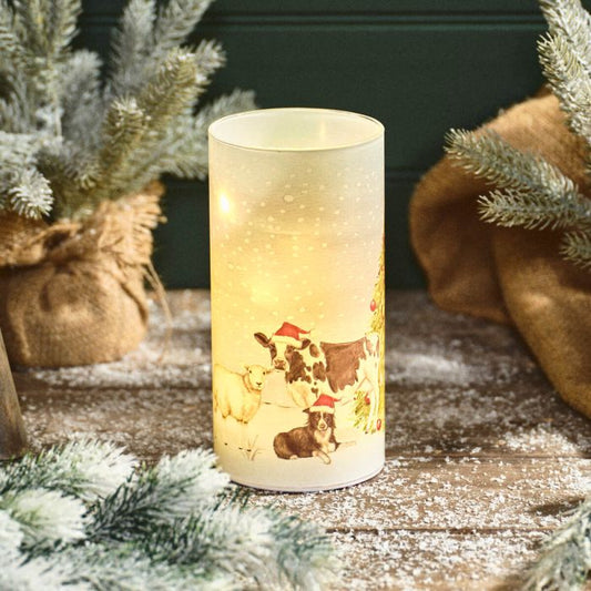 Christmas Down on the Farm LED Cylinder