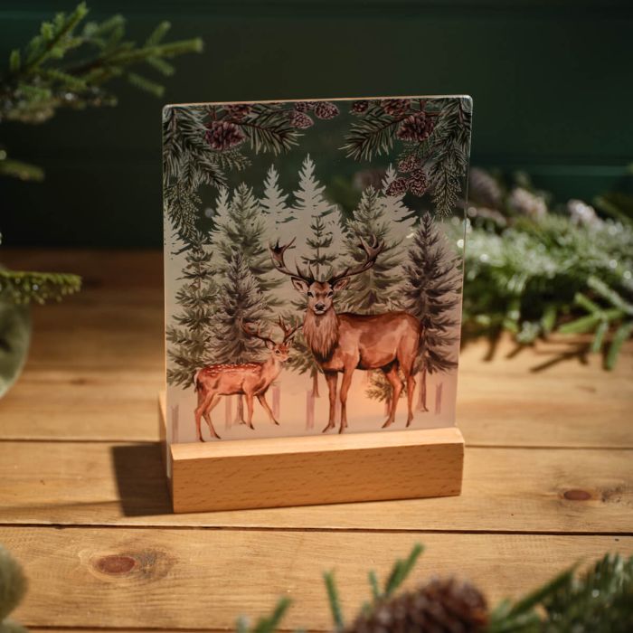 Stags Stained Glass Double Tea Lighter Holder