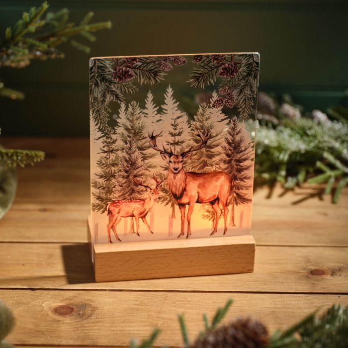 Stags Stained Glass Double Tea Lighter Holder