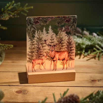 Stags Stained Glass Double Tea Lighter Holder