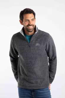 Newark 1/4 Zip Grid Fleece Washed Black