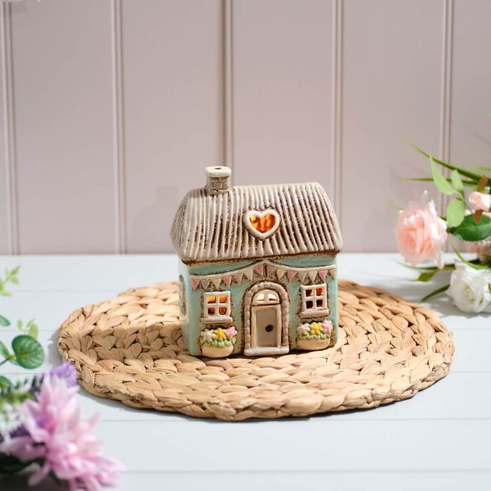 Cottage Garden T-Light Holder - Soft Blue