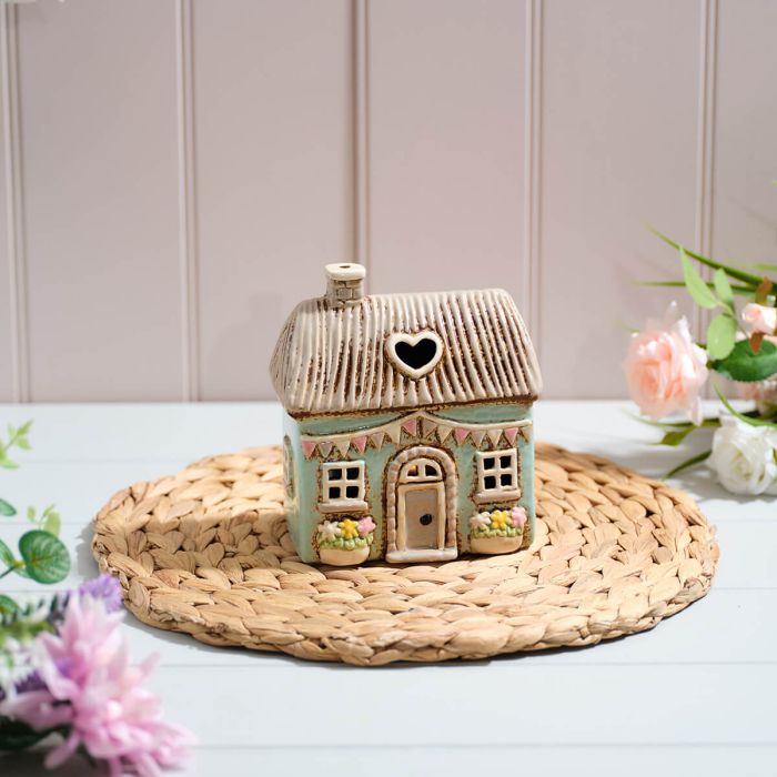 Cottage Garden T-Light Holder - Soft Blue