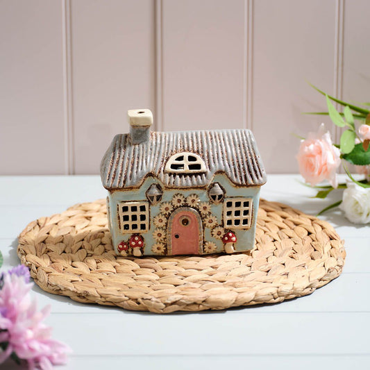 Cottage Garden T-Light Holder - Light Blue