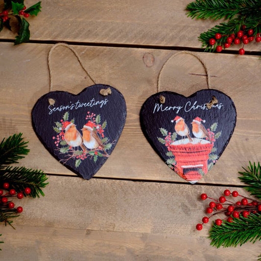 Festive Robing Heart Slate Hanger
