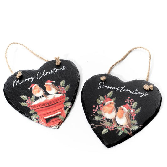 Festive Robing Heart Slate Hanger