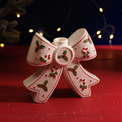 Merry Little Bows Stoneware Candle Holder