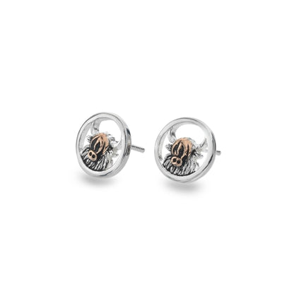 Highland Cow Rose Gold Stud Earrings