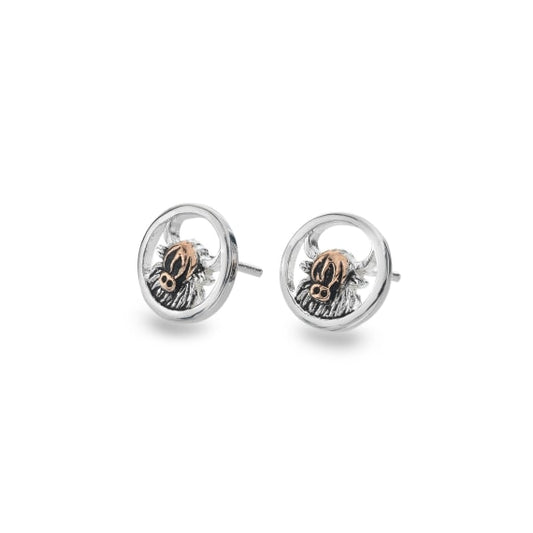 Highland Cow Rose Gold Stud Earrings