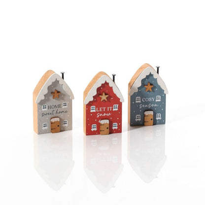 Christmas Snowy Cottage Wood Block
