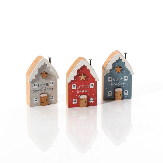 Christmas Snowy Cottage Wood Block