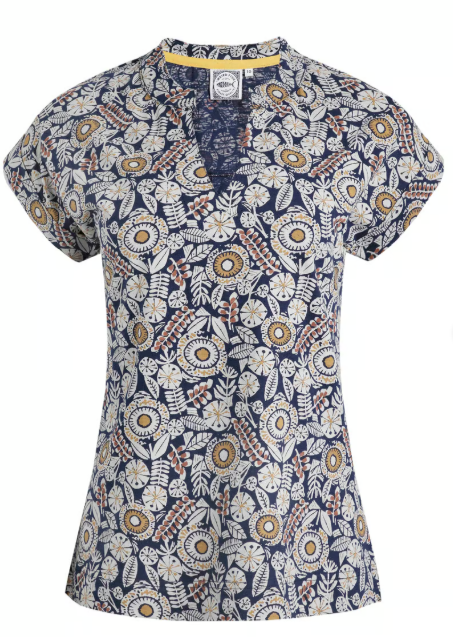 Alia Organic Cotton Printed Jersey Top - Navy