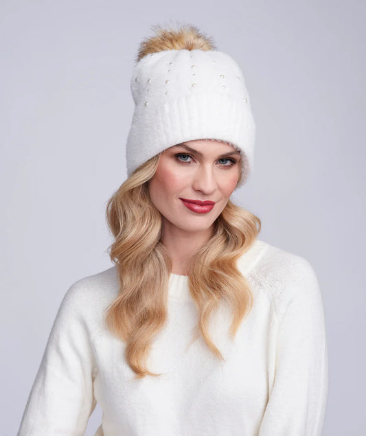 Alora - Soft Embellished Pom Pom Hat