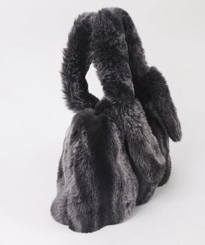 Alpine - Black Ombre Plush Faux Fur Tote Bag
