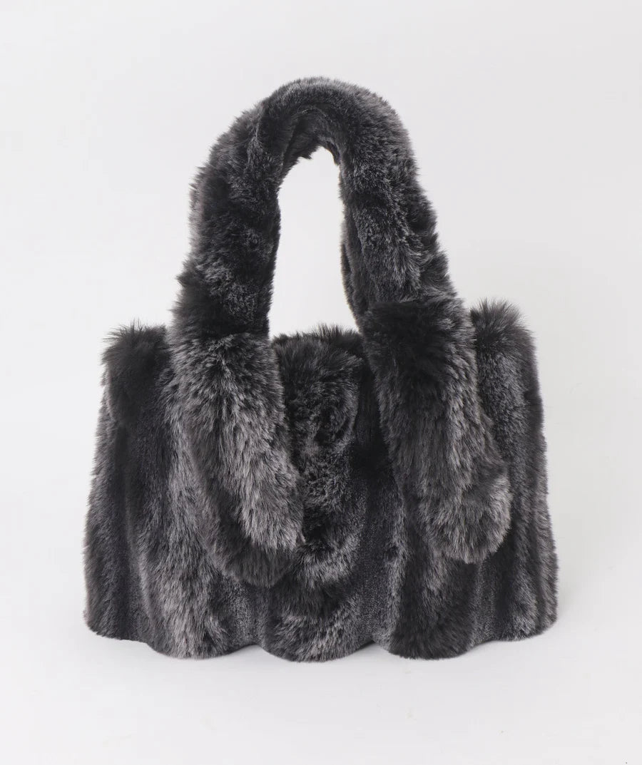 Alpine - Black Ombre Plush Faux Fur Tote Bag