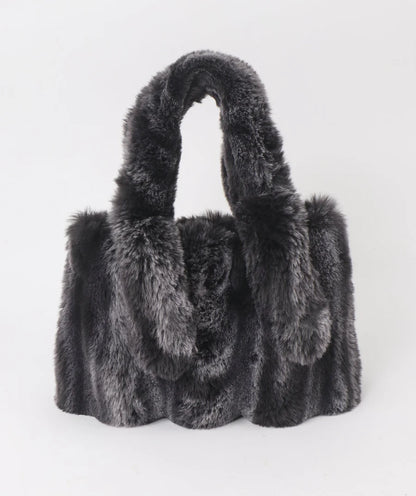 Alpine - Black Ombre Plush Faux Fur Tote Bag