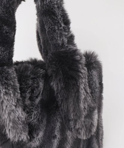 Alpine - Black Ombre Plush Faux Fur Tote Bag