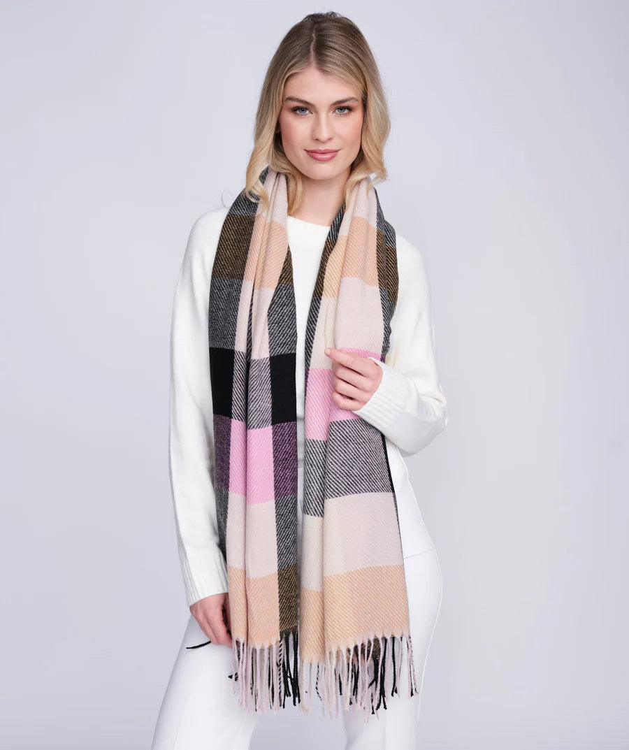 Amarissa - Blush Pink Check Pattern Oblong Scarf