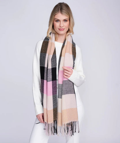 Amarissa - Blush Pink Check Pattern Oblong Scarf