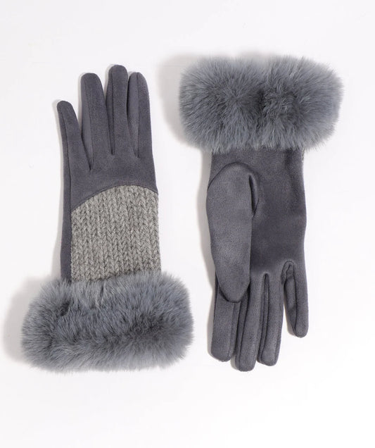 Aria - Cable Knit Glove with Faux Fur Cuff