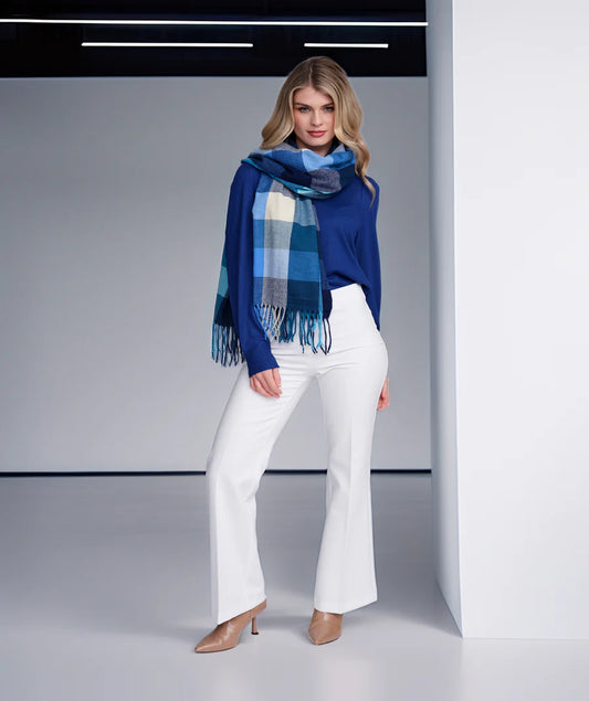 Aria - Blue Check Winter Scarf
