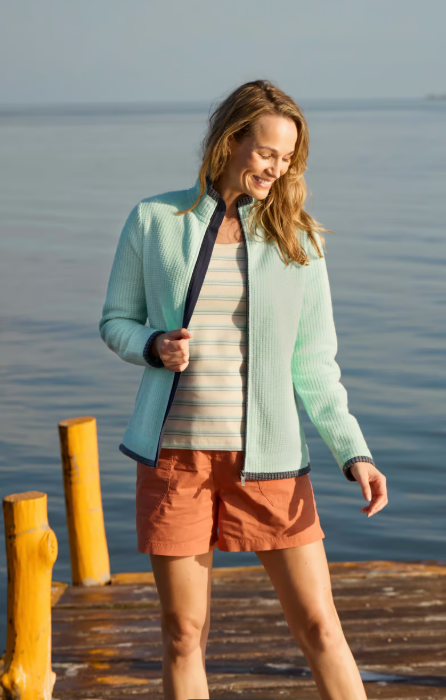 Ariana Eco Full Zip Grid Fleece - Seaspray