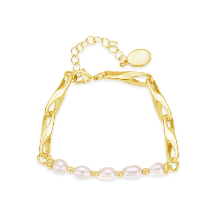 Gold Plated Bracelet with Freshwater Pearl and a Free Gift Box