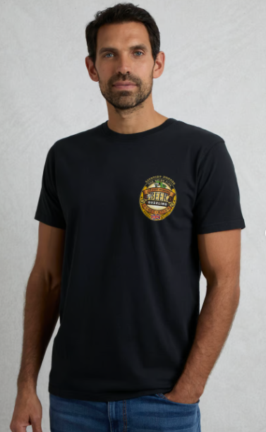 Beer Guzzling Back Print Artist T-Shirt - Black